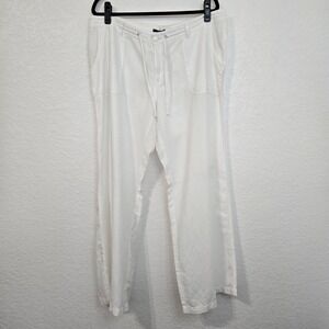 Gap White Linen Blend Drawstring Waist Wide Leg Pants Women's Size 16R